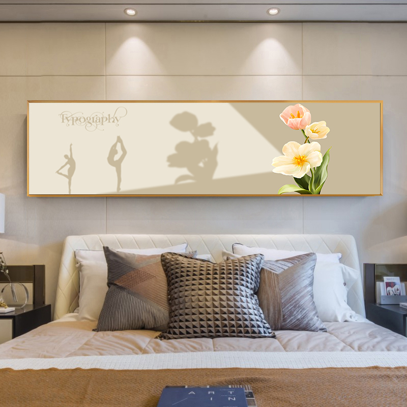 现代简约卧室画床头挂画奶油风花卉画创意背景墙装饰画简约小清新图片