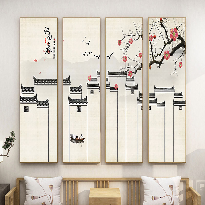新中式客厅徽派建筑装饰画