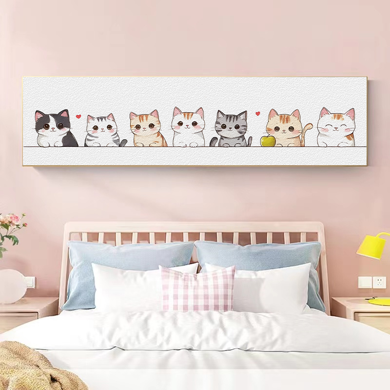 卧室床头装饰画现代猫咪卡通客厅沙发儿童房动物房间背景墙壁挂画