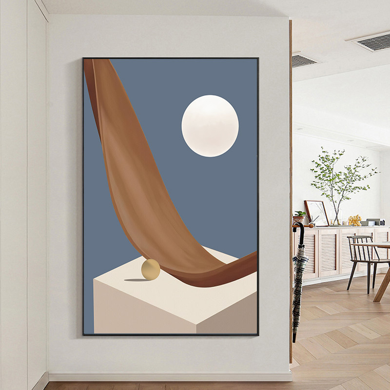 现代轻奢玄关装饰画走廊过道壁画竖版简约抽象挂画入户北欧画大气