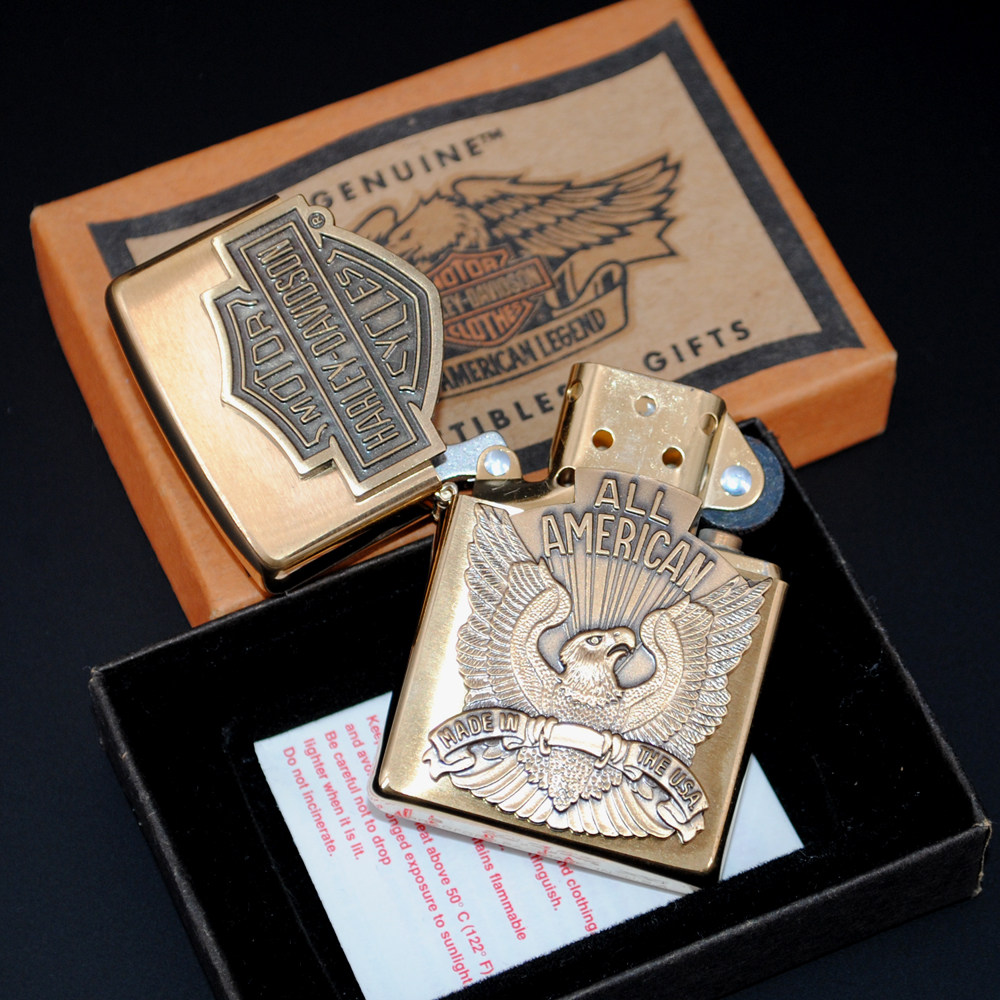 原装正品Zippo打火机-绝版收藏-2000年纯铜哈雷惊喜展翅鹰会员机