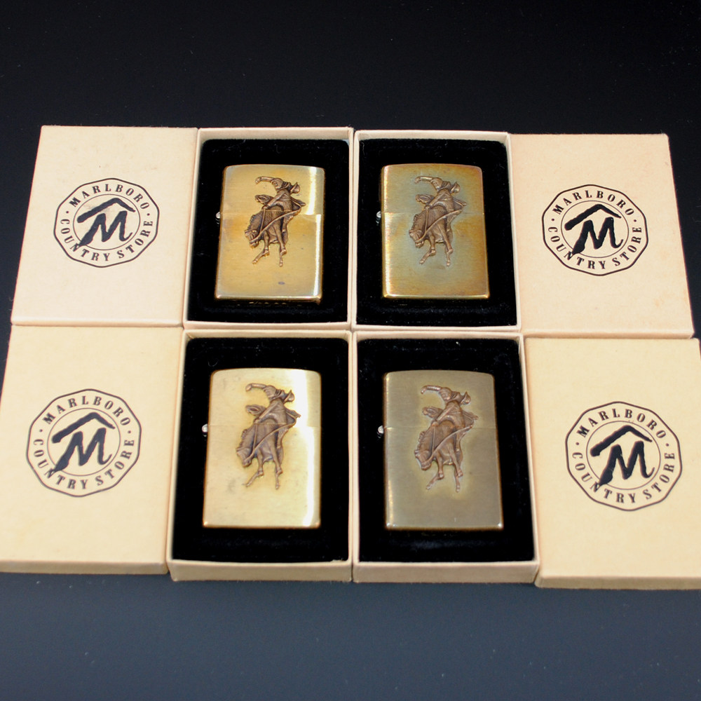 原装正品Zippo芝宝打火机-绝版收藏-1994年纯铜万宝路驯马贴章机