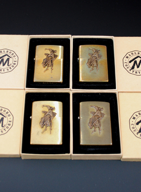 原装正品Zippo芝宝打火机-绝版收藏-1994年纯铜万宝路驯马贴章机