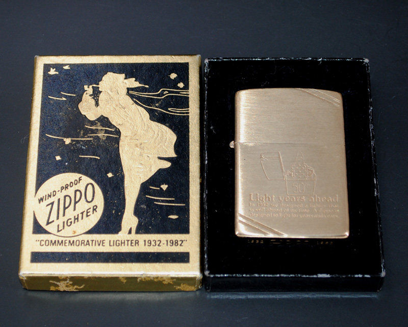 原装正品Zippo芝宝打火机-精品收藏-1982年50周年纪念纯铜风女盒