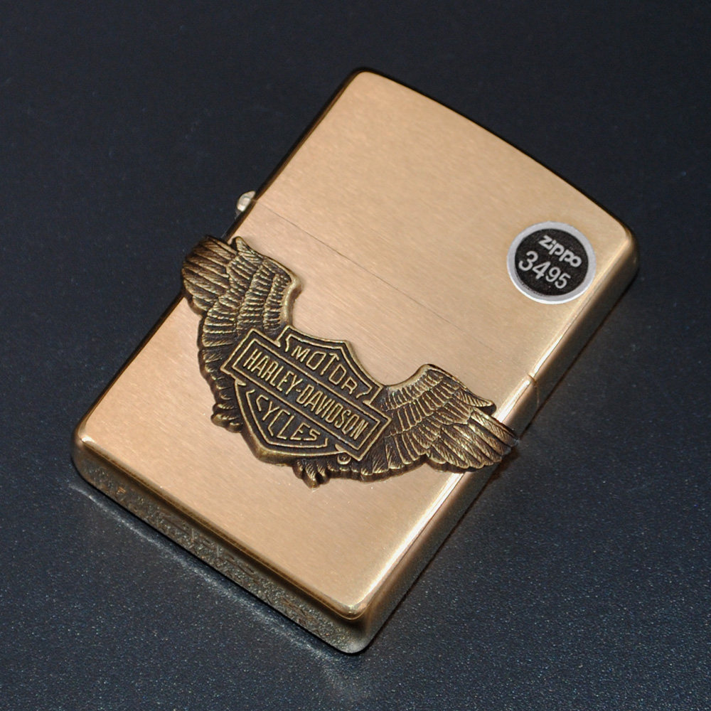 原装正品Zippo打火机-绝版收藏-1999年纯铜哈雷飞翅盾标