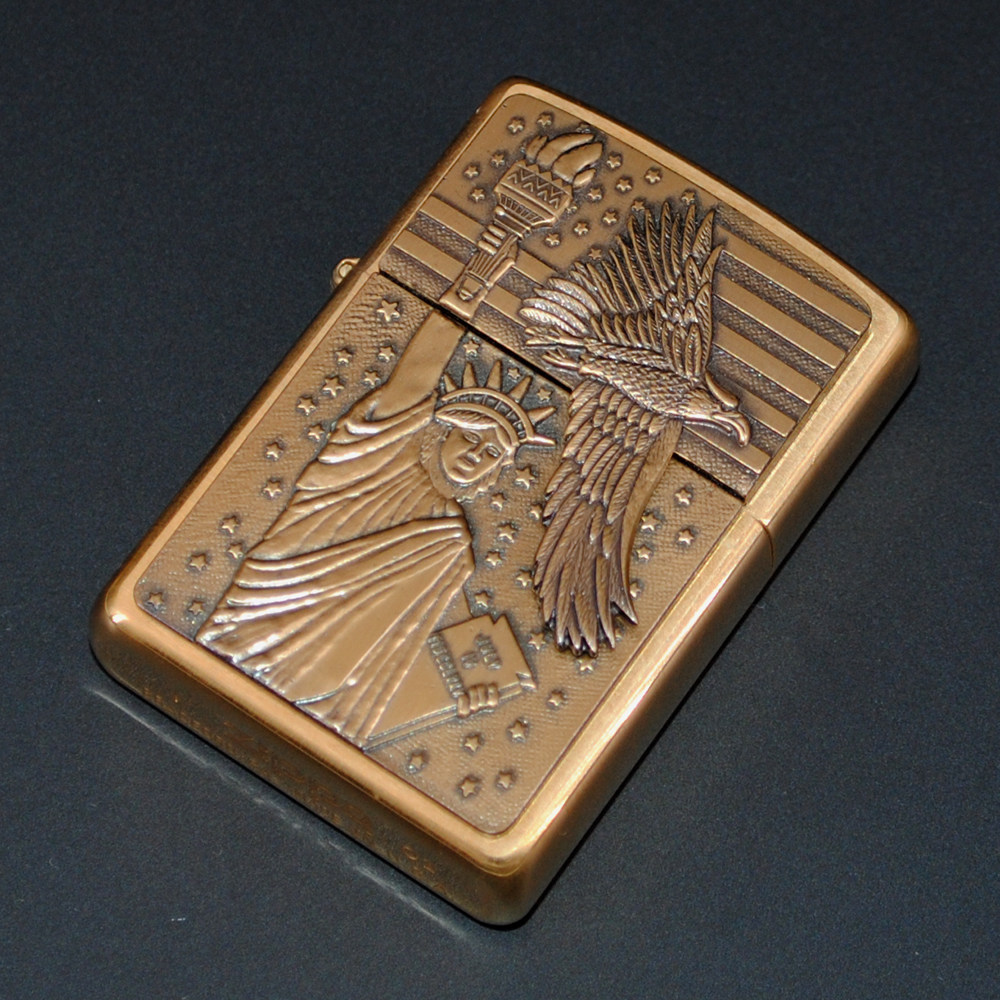 原装正品Zippo打火机-绝版收藏-2001年纯铜自由女神惊喜设计