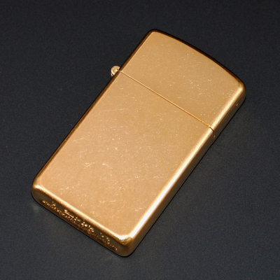 Zippo镀金花沙纤巧窄版打火机