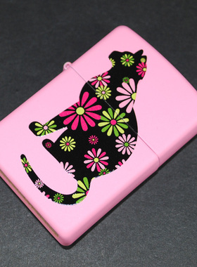 原装正品Zippo芝宝打火机-绝版收藏-2016年粉红色哑漆蛊惑花猫