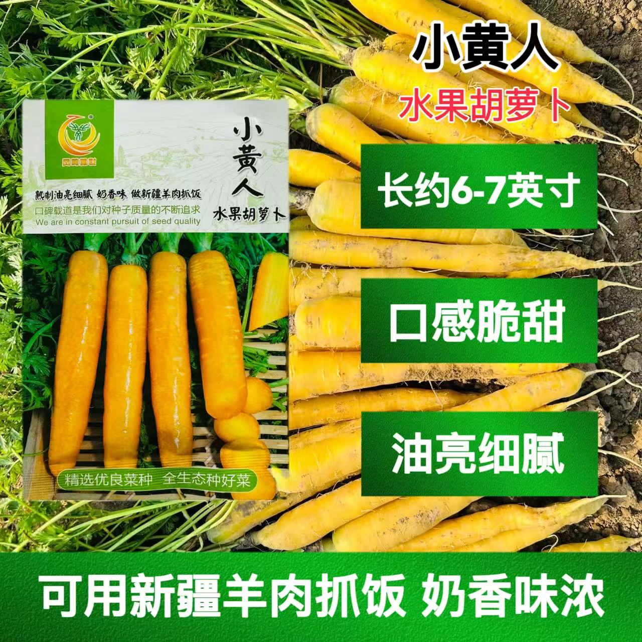 小黄人水果胡萝卜种子高产甜脆黄萝卜籽田园菜园蔬菜种子四季播种