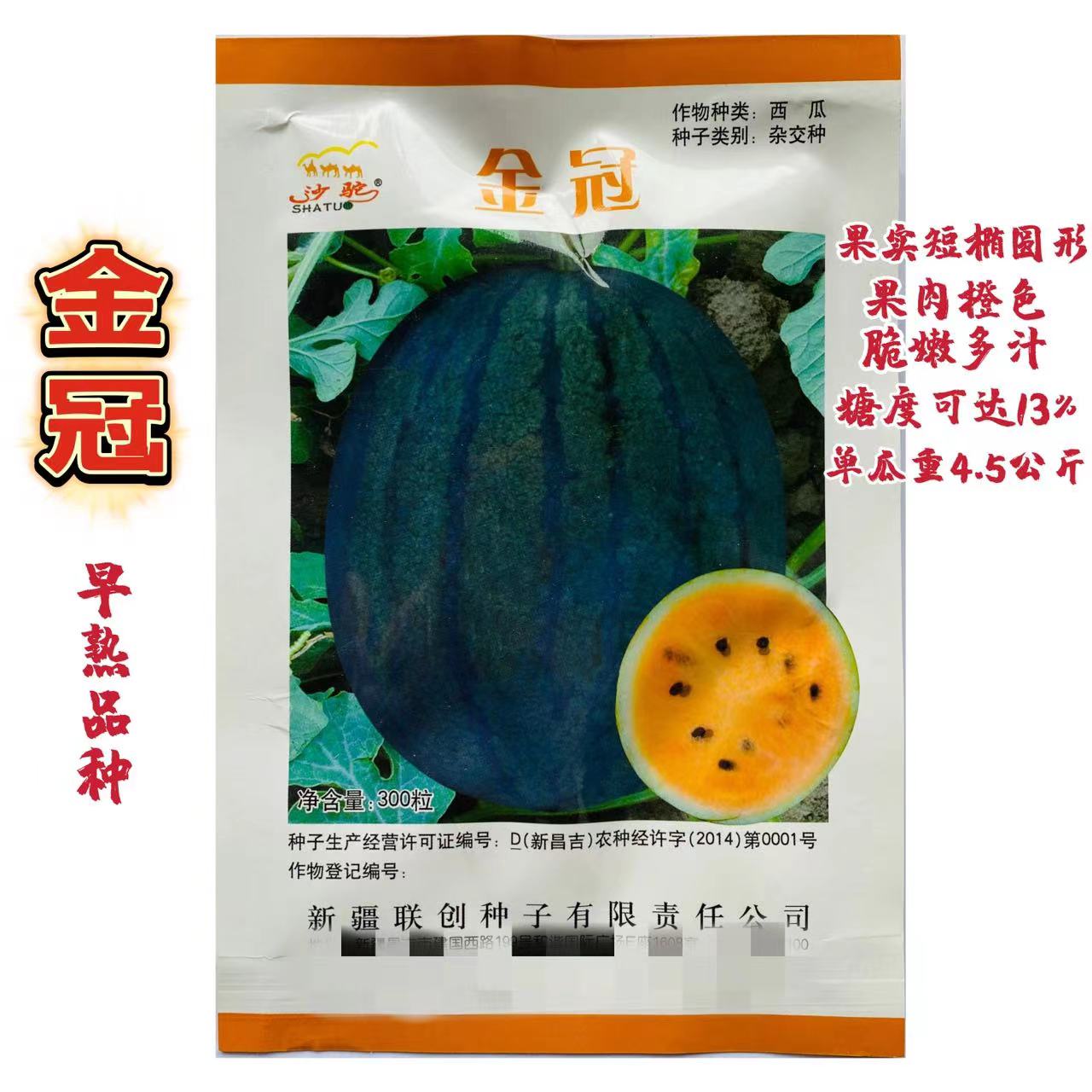 金冠西瓜超甜皮薄坚韧高产黄瓤