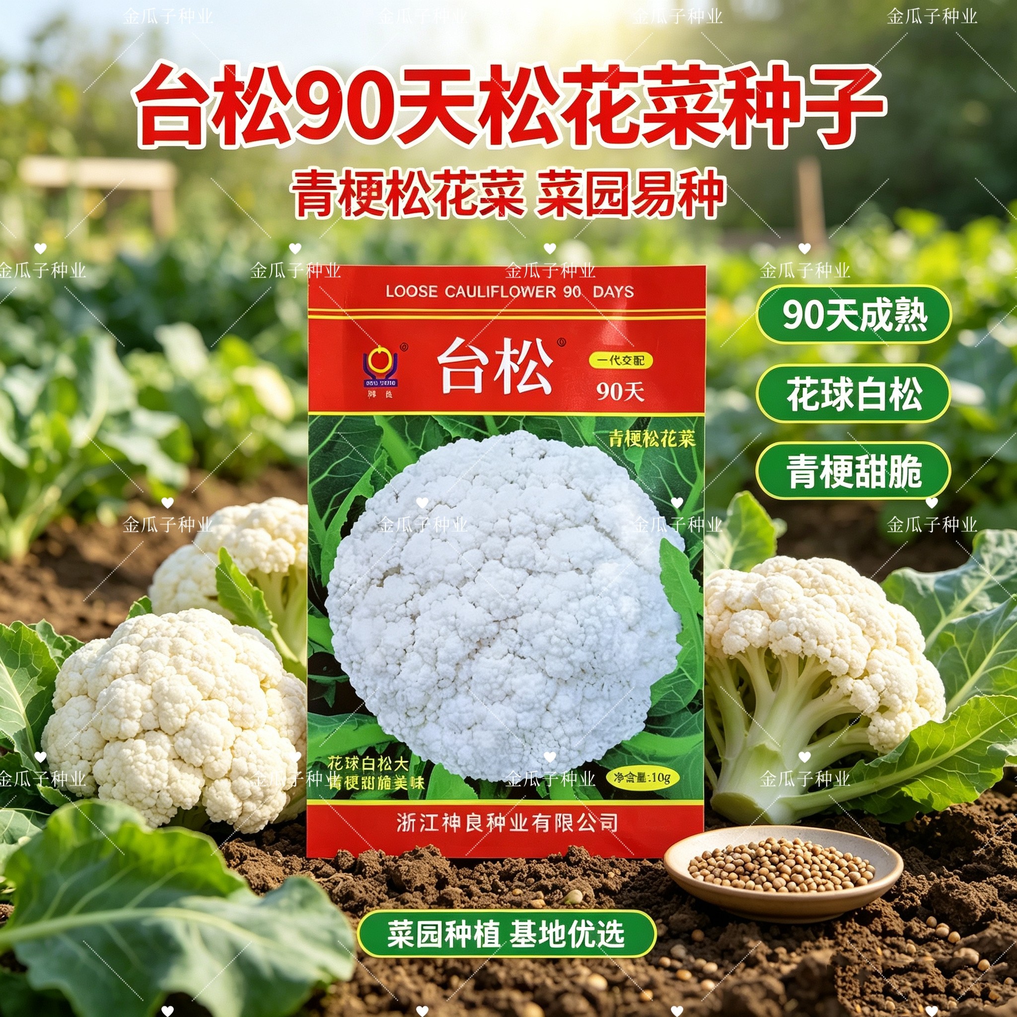 台松90天中晚熟松花菜种子 10g 春秋两季种植 青梗白菜花蔬菜种籽