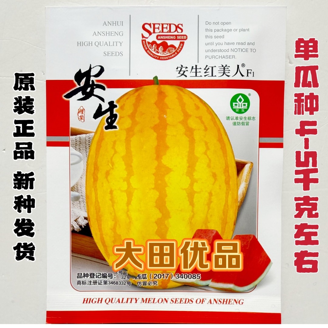 安生红美人西瓜种子黄皮红瓤礼品超甜小西瓜少籽高糖吊瓜地爬
