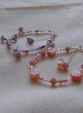 原创设计温柔粉紫系手链