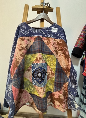 纯手工刺绣老土布衣服民族风服饰织布土布拼接衣服套头长绣款A419