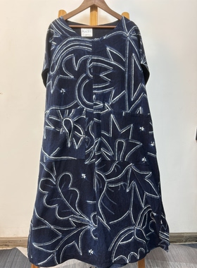 民族风服饰 老土布衣服 半身裙非遗老绣服饰马甲 扎染连衣裙A329