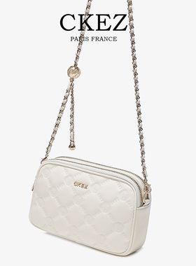 CKEZ正品小众轻奢撞色链条包包女2026新款小方包高级感单肩斜挎包