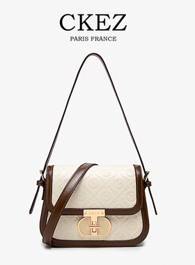 CKEZ正品包包女式2024新款斜跨包真皮女包秋冬季高级感斜跨小方包