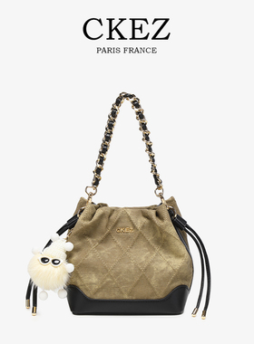【CKEZ官方正品】包包女式2026新款复古水桶包手拎单肩包斜挎包包