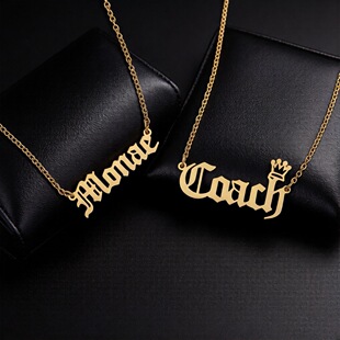 定制字母拼豆项链订做图案挂件订制金属铭牌服装标牌手缝箱包Logo