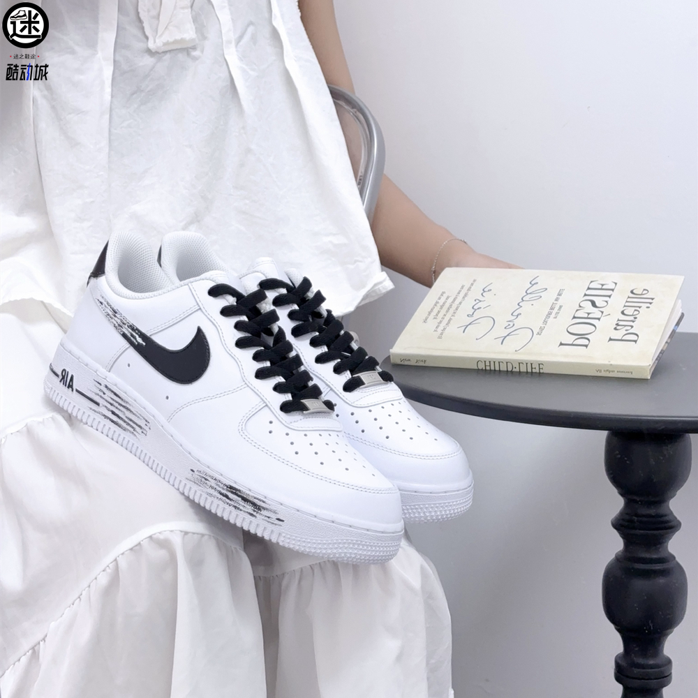 球鞋定制 Nike/耐克 Air Force 1黑色风暴手绘空军一号男女子板鞋