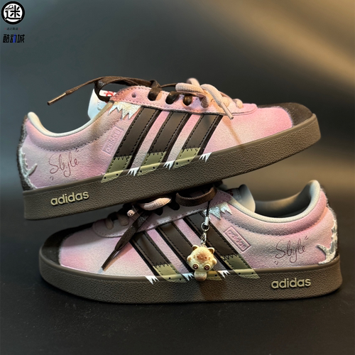 球鞋定制 Adidas/阿迪达斯 Neo 粉雾梦迹美拉德德训女子百搭板鞋
