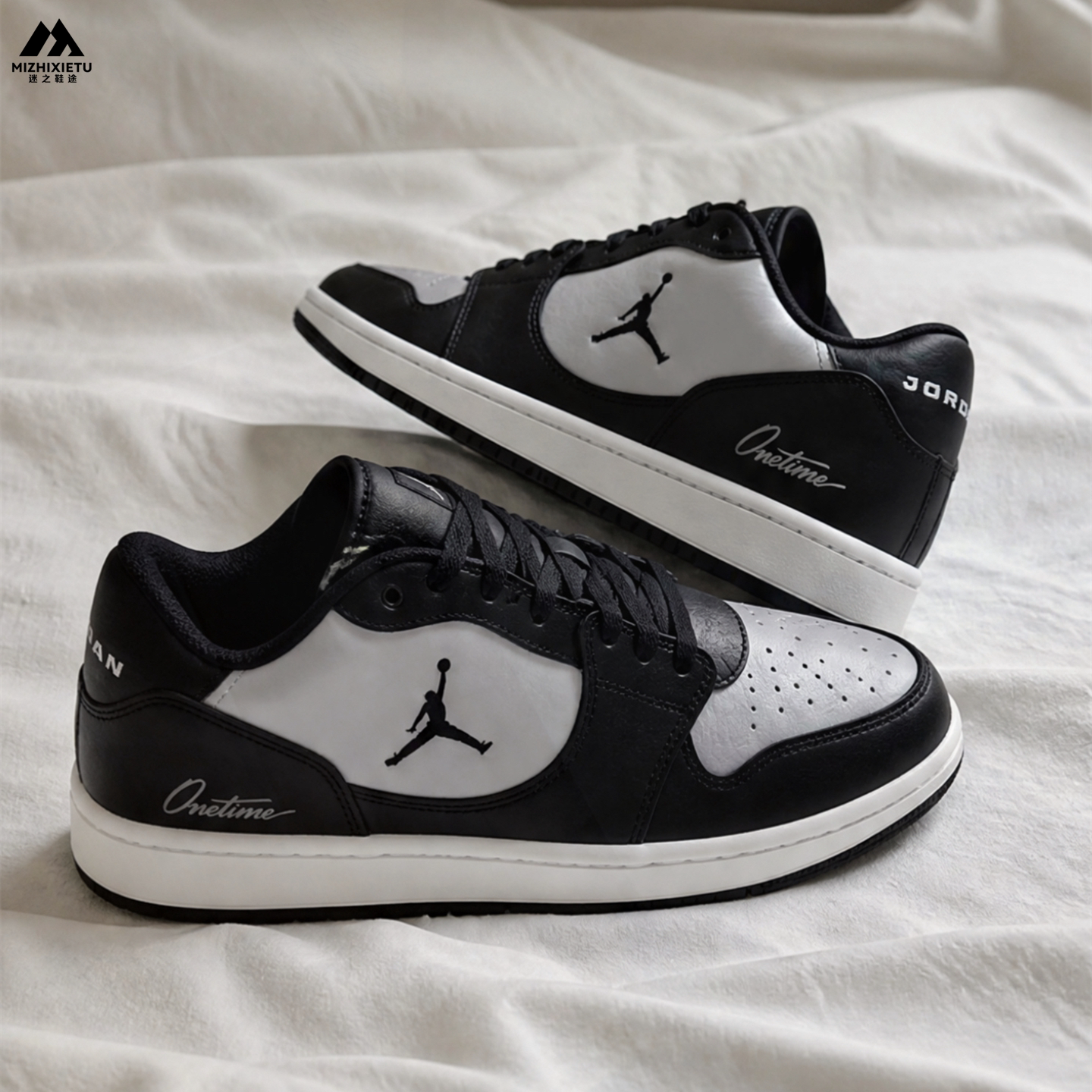 球鞋定制 Jordan COURT CONNECT 影子灰AJ1高级男子复古低帮板鞋
