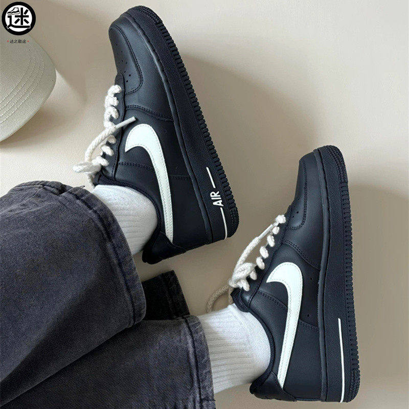 球鞋定制 Nike/耐克 Air Force 1空军一号黑武士圆头系带男女板鞋