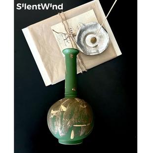 SilentWind寂风宋代美学鎏金天球瓶手绘陶瓷新中式 花瓶插干枝花器