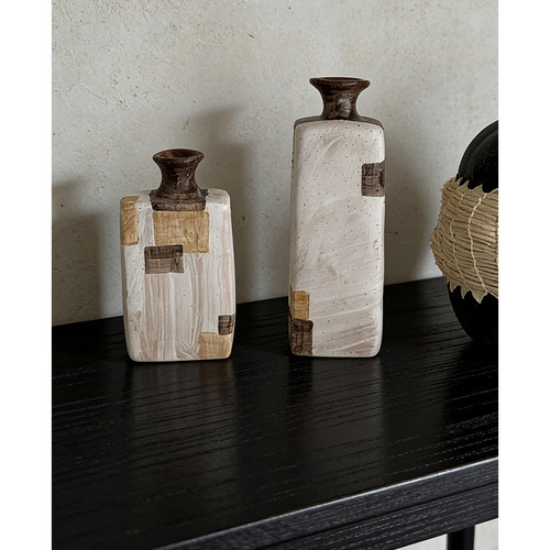 艺术感色块手绘粗陶摆件