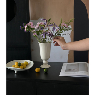 SilentWind寂风优雅法式 高脚铃铛陶瓷花瓶家居饰品玄关餐桌摆件