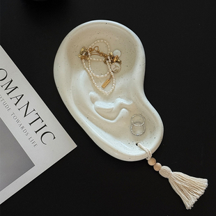 SilentWind寂风中古耳朵陶瓷托盘玄关桌面首饰收纳香薰香坐香插盘