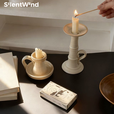 赤陶柔焰.复古陶瓷做旧烛台组合