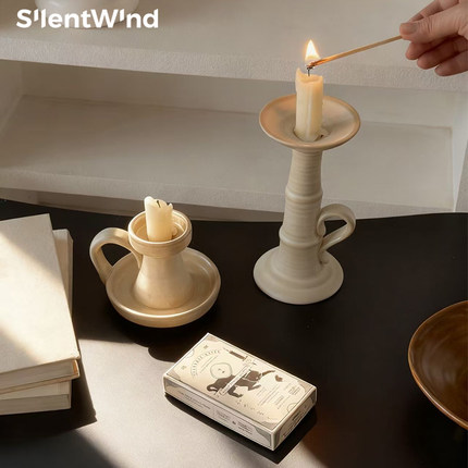 SilentWind寂风复古陶瓷蜡烛台家居餐桌氛围装饰摆件婚礼布置道具
