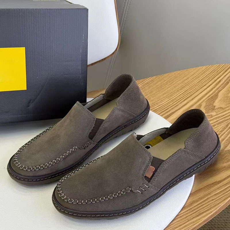 外贸原单头层牛皮户外休闲皮鞋真皮轻便套脚懒人鞋防滑一脚蹬男鞋