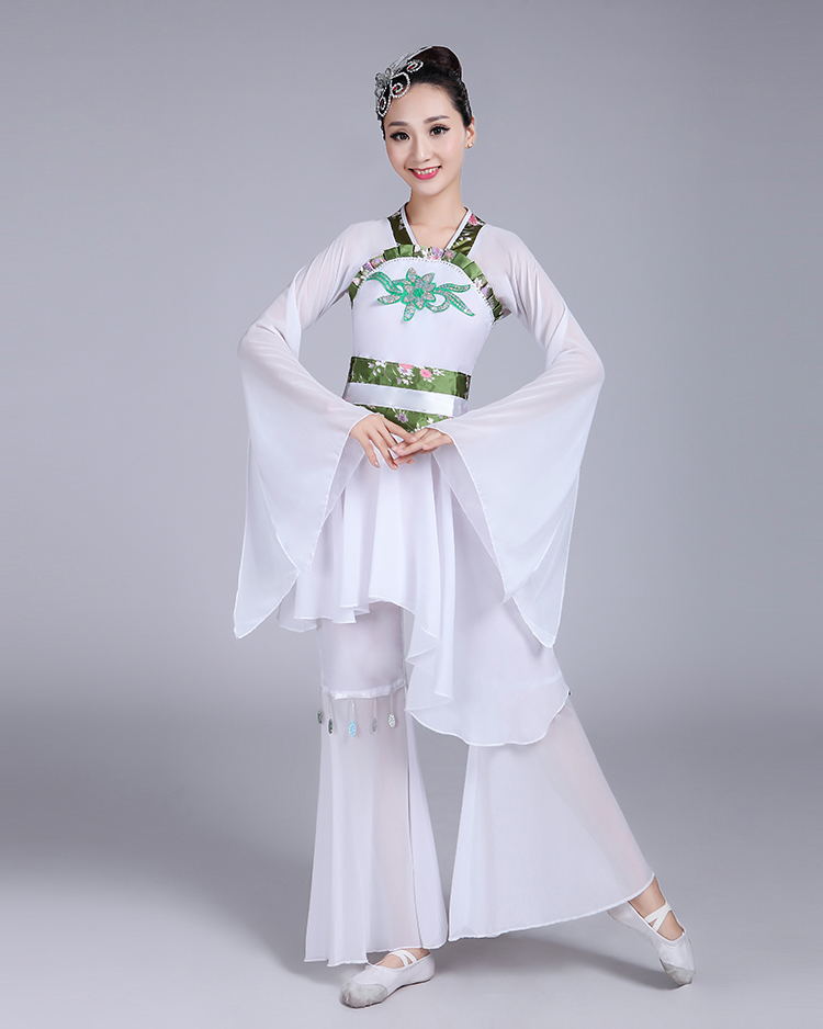 古典舞蹈服雨中花演出服秧歌服广场舞民族服小仙女装飘逸古装服装