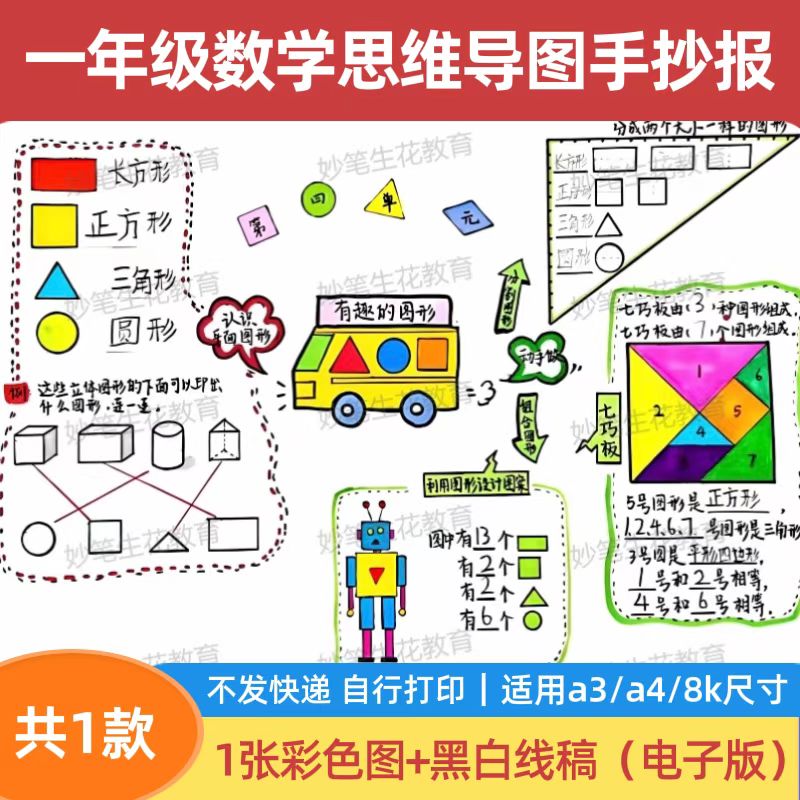 图形分类手抄报一年级图片