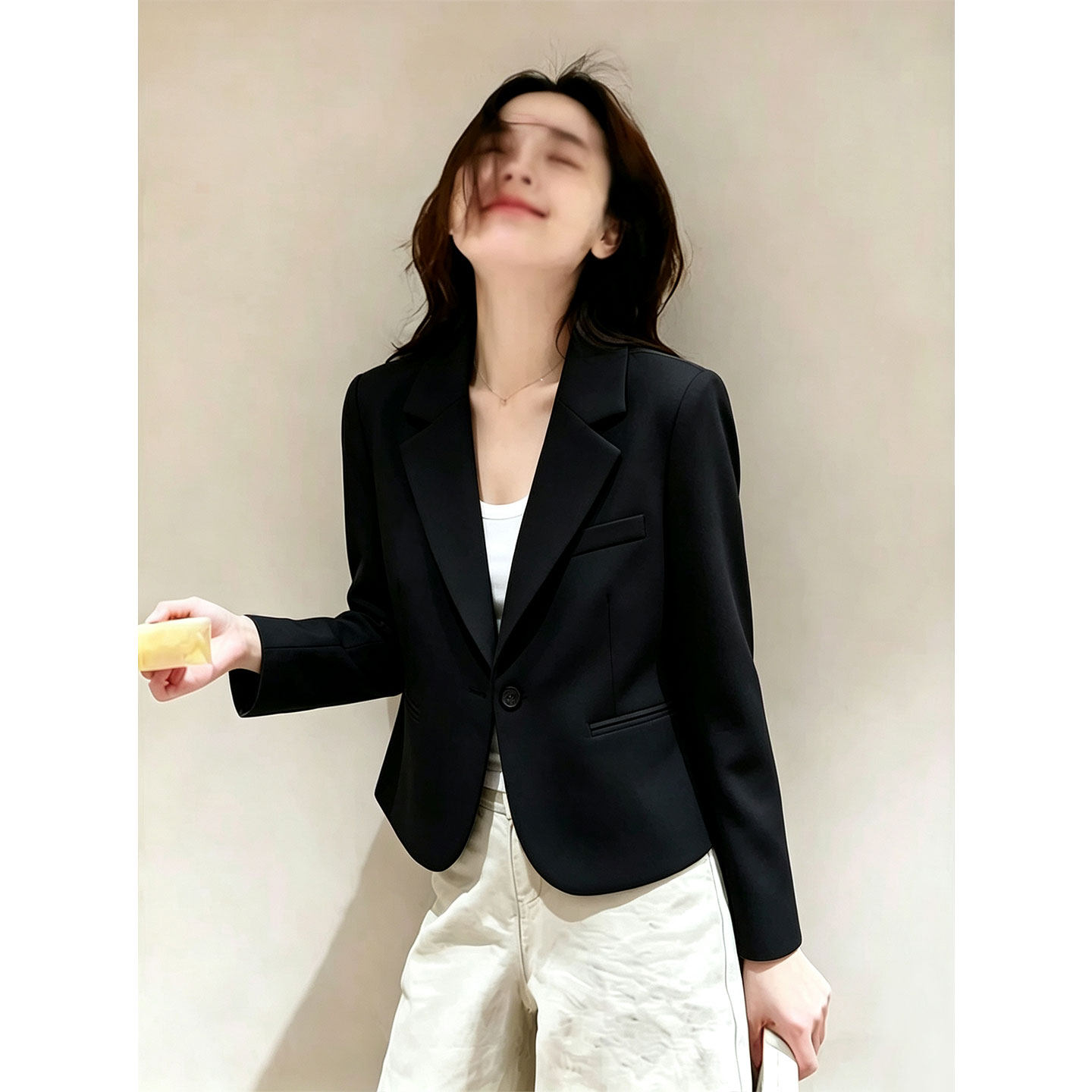 黑色气质通勤西装外套女