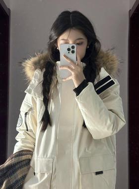 工装羽绒棉服女2025年冬季新款设计感小众oversize加厚显瘦派克服