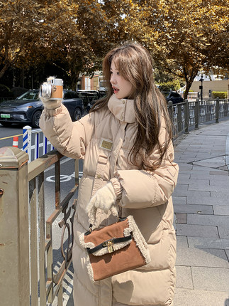 爆款羽绒棉服女冬季2025年新款中长款设计感加厚韩系温柔棉衣外套