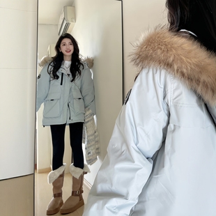 加厚棉袄韩系设计感宽松派克棉衣外套 新款 工装 羽绒棉服女2025冬季