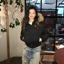 美式复古棉服女2025冬季新款高级感显瘦收腰短款加厚毛领棉衣外套