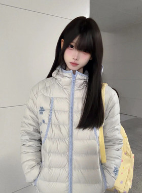 贝壳绣雪花排骨棉服女保暖宽松
