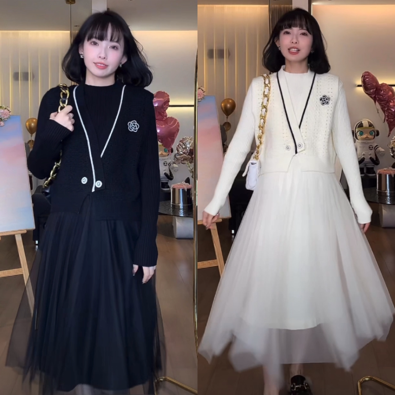 秋季无袖马甲+连衣裙孕妇两件套