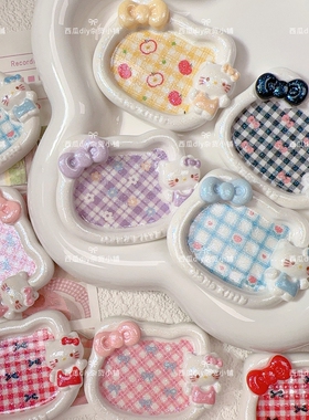 仿真微缩食玩捏捏餐盘KT格子苹果闪粉diy树脂配件娃屋冰箱贴材料