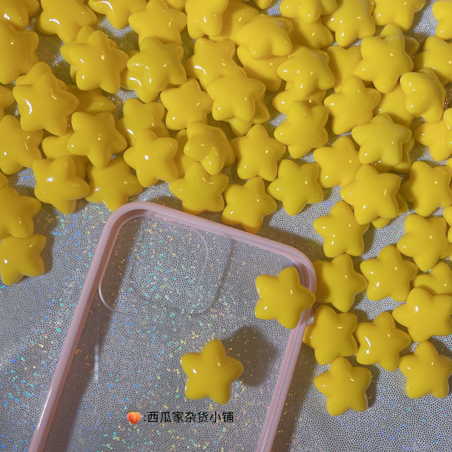 圣诞树上的小星星黄色五角星胖嘟嘟树脂配件diy材料奶油胶手机壳