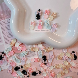 迷你多色蝴蝶结勺子可爱diy奶油胶手机壳树脂配件手工发夹材料