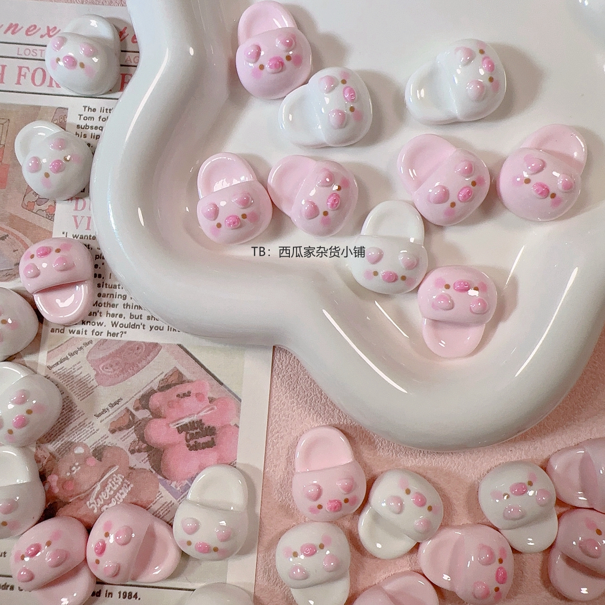 可爱小猪diy粉色手工饰品奶油胶