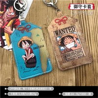 PU hai mặt da Nhật Bản và Hàn Quốc Anime Haikui Wang bus bus card da mềm nam và nữ sinh viên dọc mô hình thẻ phòng thủ dễ thương - Hộp đựng thẻ dây đeo thẻ màu đỏ