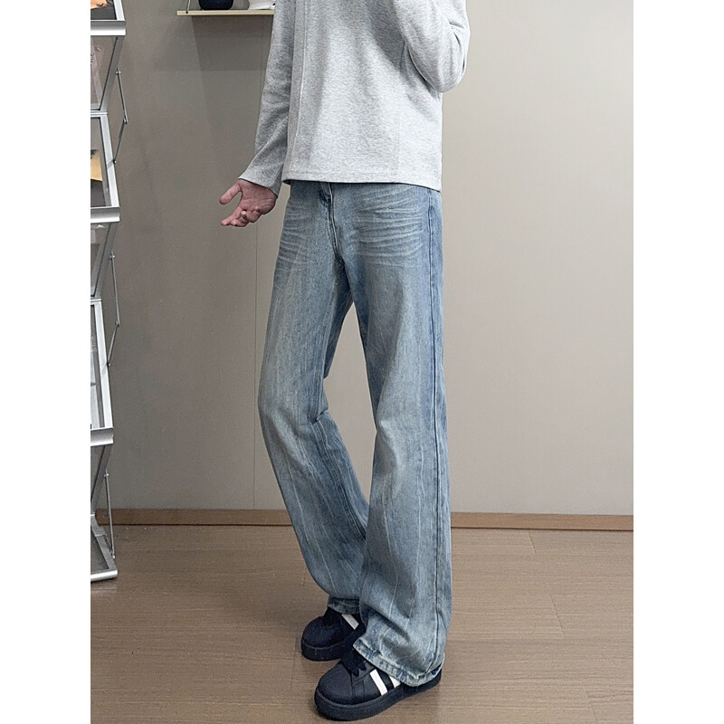 B221 美式ins暗黑高街重工艺修身微喇牛仔裤 LK25547-特P45控78