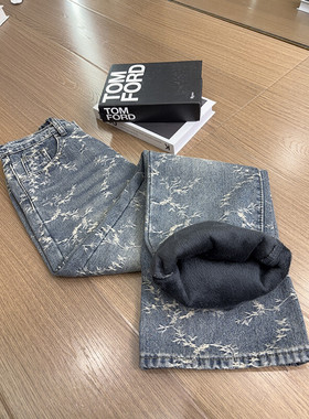 B221美式ins高街提花宽松微喇加绒牛仔裤 LK24225-特P58控88